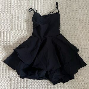 Black Spaghetti Strap Romper Dress